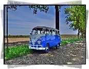 Niebieski, Zabytkowy, Volkswagen Transporter T1