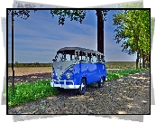 Niebieski, Zabytkowy, Volkswagen Transporter T1