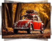 Czerwony, Volkswagen Garbus, Bagaż