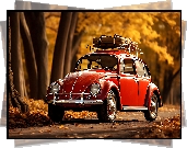 Czerwony, Volkswagen Garbus, Bagaż