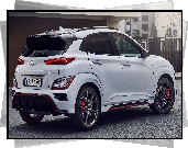 Biały, Hyundai Kona N, Bok, Tył